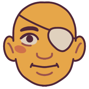 A person smiling. They have a plain white eyepatch over their right eye.